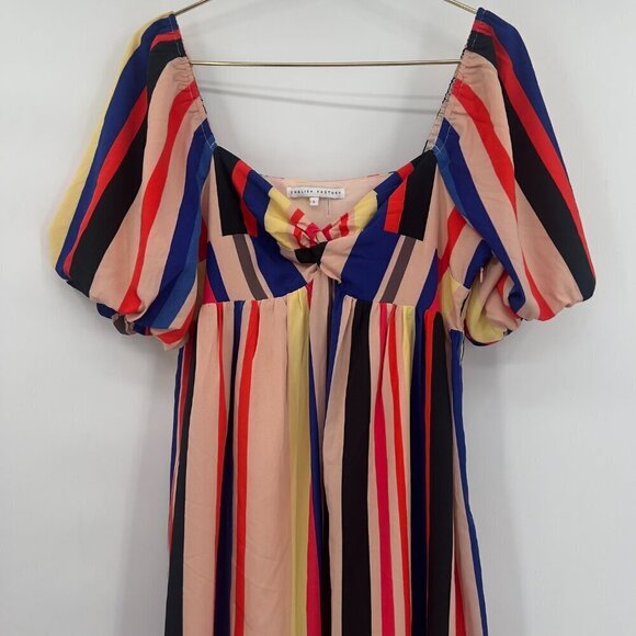 English Factory Multi Color Stripe Lined Maxi Dress L - Picture 3 of 11